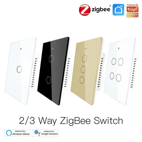 ZigBee Smart Light Switch, Touch Panel Wall Switch, Neutral Wire Optional, No Capacitor Needed, Compatible with Alexa & Google Home, Multi-Control & Remote Access, FCC Certified, for US Household