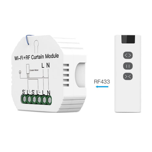 WiFi & RF433 Smart Curtain Switch Module - DIY Automation for Electric Motorized Roller Blinds/Shutters - Works with Alexa, Google Home & Smart Life App - Timer & Remote Control - No Hub Required