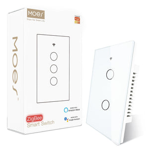 ZigBee Smart Light Switch - Touch Glass Panel, Neutral Wire Required, Works with Alexa/Google/SmartThings, 3-Way Compatible, US Standard, Hub Required