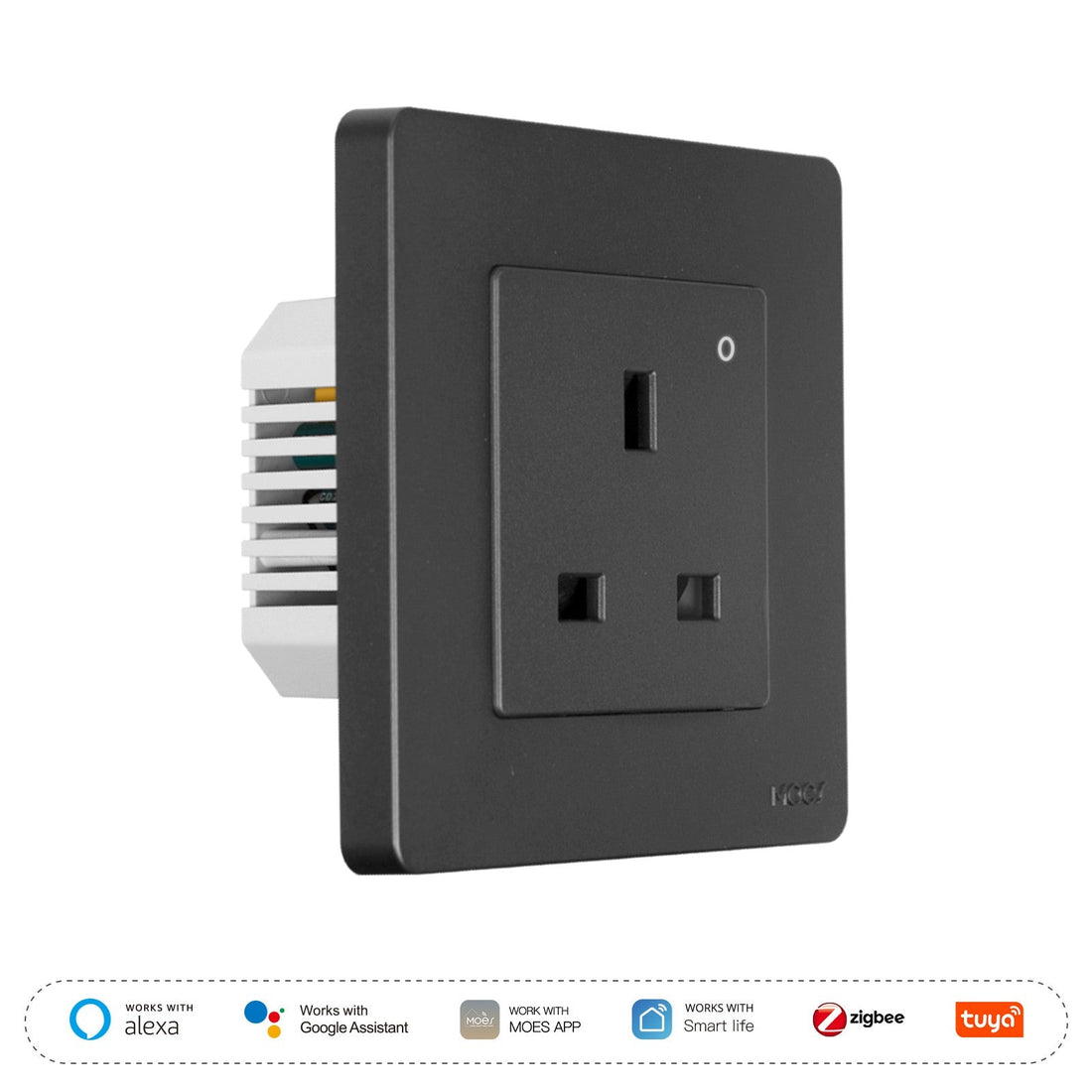 Star Ring ZigBee Smart Socket UK | Built-in Wall Outlet with Energy Monitor | Works with Alexa/Google Home/SmartThings | Hub Required | 13A 230V | Real-time Power Tracking | Schedule & Timer