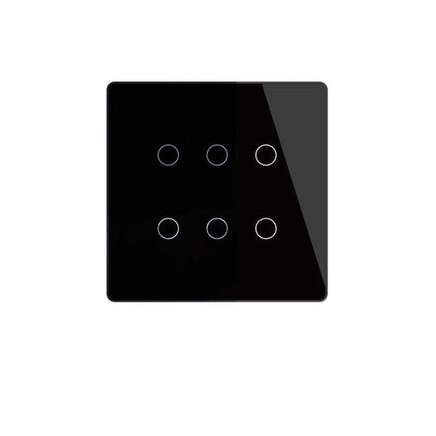 Smart WiFi + RF433 6 Gang Wall Touch Light Switch, 2-Way/3-Way Multi-Control, Neutral Wire Required, Works with Alexa & Google Home, Remote Control & Voice Command, Timer Function, CE Certified