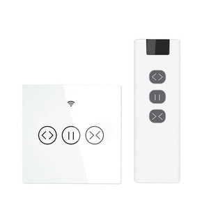 Smart Curtain Switch WiFi & RF433 - Touch Control for Blinds/Roller Shutters, Single Pole, Neutral Wire Required, Works with Alexa/Google Home, Tuya/Smart Life App Compatible (EU Standard)