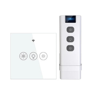 WiFi Smart Light Dimmer Switch – RF433 Remote Control, Glass Touch Panel, Compatible with Alexa & Google Home, Voice Control, Timer Function, EU Standard (No Hub Required)