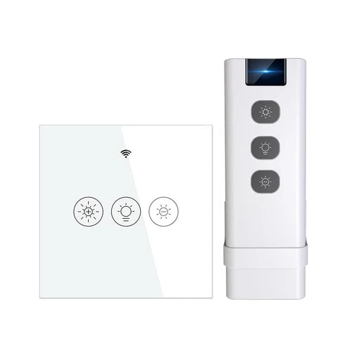 WiFi Smart Light Dimmer Switch – RF433 Remote Control, Glass Touch Panel, Compatible with Alexa & Google Home, Voice Control, Timer Function, EU Standard (No Hub Required)