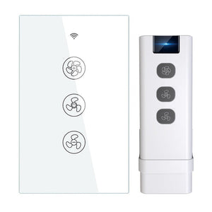 WiFi & RF433 Smart Ceiling Fan Switch - US Version, Single Pole Touch Control, Neutral Wire Required, Works with Alexa/Google Home, No Hub Needed, Remote Control Wall Switch