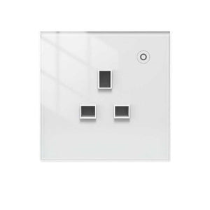 WiFi Smart Wall Socket with Glass Panel - EU Plug, Power Monitor, Touch Control, Relay Status Light, Works with Alexa/Google Home, Energy Tracking, Adjustable Modes (No Hub Required)