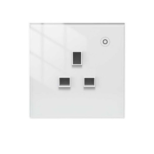 WiFi Smart Wall Socket with Glass Panel - EU Plug, Power Monitor, Touch Control, Relay Status Light, Works with Alexa/Google Home, Energy Tracking, Adjustable Modes (No Hub Required)