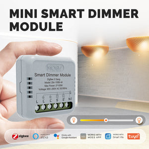 Zigbee Smart Dimmer Switch Module - 1 Gang & 2 Gang, DIY Installation, Works with Alexa/Google Home, No Neutral Required, Smooth 0-100% Dimming, Timer Function, Requires Zigbee Hub (90-250V)