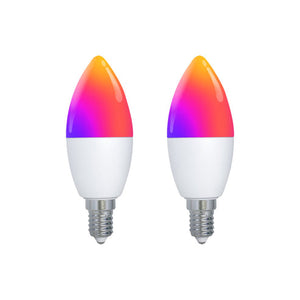 Tuya Matter Smart Bulb E14, RGB+CCT Color Changing (2700K-6500K), WiFi & Matter Compatible, Works with Alexa/Google/HomeKit, Dimmable Candle LED Light, Voice & App Control, 5W 16 Million Colors
