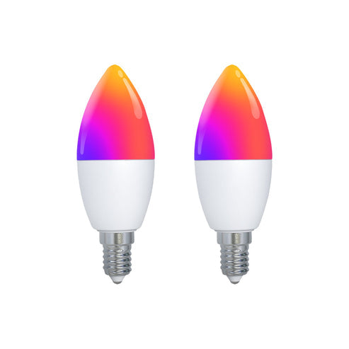 Tuya Matter Smart Bulb E14, RGB+CCT Color Changing (2700K-6500K), WiFi & Matter Compatible, Works with Alexa/Google/HomeKit, Dimmable Candle LED Light, Voice & App Control, 5W 16 Million Colors