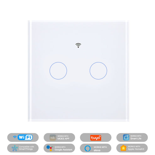 Matter Smart Light Switch EU - WiFi Enabled, Glass Panel Touch, Works with Alexa/Google/HomeKit (Matter Compatible), Neutral Wire Required, CE Certified, White