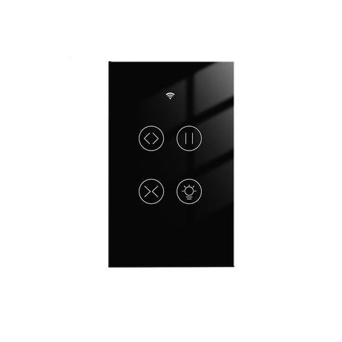 WiFi Curtain Light Switch, RF433 Smart Touch Switch for Curtain Lights, Glass Panel Design, Single Pole, Neutral Wire Required, Compatible with Alexa & Google Home (US Version)