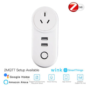 ZigBee 3.0 Smart Plug with Dual USB Ports | Wireless Socket with 2MQTT Setup | Works with Alexa/Google Home/SmartThings | Hub Required | Energy Monitoring | 15A/3680W | White