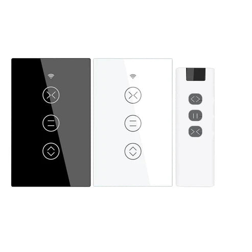 Smart Curtain Switch WiFi & RF433 – Touch Control Roller Shutter Blinds Switch, Single Pole, Neutral Wire Required, Works with Alexa & Google Home, No Hub Required (US Standard)