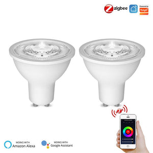 ZigBee GU10 Smart Bulb, 5W RGBCCT Color Changing LED (2200K-6500K), Dimmable, Works with Alexa/Google Home/SmartThings, Party Light Sync, Tunable White + RGB, Energy Efficient, Voice & App Control