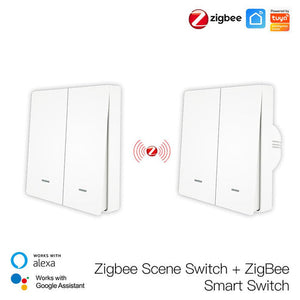 Smart ZigBee Scene Push Button Switch - Single Pole, Neutral Wire Optional, No Capacitor Needed, Works with Alexa/Google Home, Hub Required for Smart Lighting Control