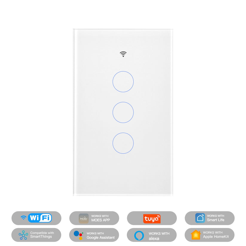 WiFi Smart Light Switch – Glass Panel Touch, Neutral Wire Required, US Standard, Works with Alexa/Google Home