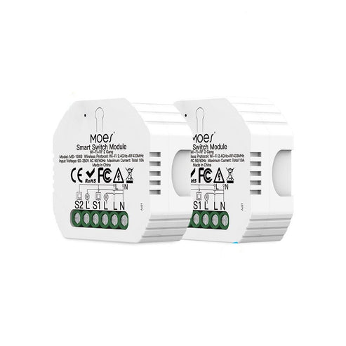 Mini DIY WiFi & RF433 Smart Relay Module – Dual Wireless Light Switch, 1/2 Gang Configurable, No Hub Required, Works with Alexa/Google Home, Tuya Smart Life App, Reset Function (for Lights, Appliances, Smart Home)