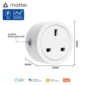 Smart Plug with Matter Support | WiFi Outlet with Timer & Energy Monitoring | Works with Alexa/Google/HomeKit | No Hub Required | 15A/1875W | 2.4GHz WiFi | Remote Control via App