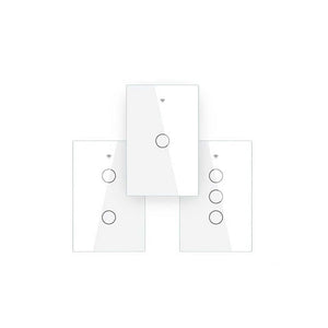 WiFi & RF433 Smart Light Switch - Touch Panel Wall Switch, Single Pole 1/2/3/4 Gang, Works with Alexa/Google Home, 220V US Version, No Neutral Wire Required, Remote Control