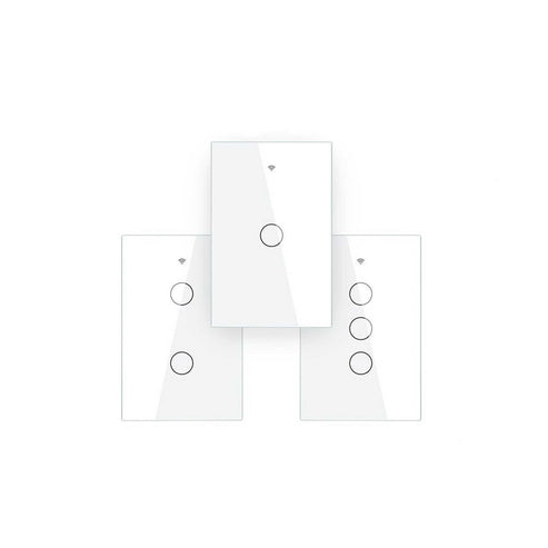 WiFi & RF433 Smart Light Switch - Touch Panel Wall Switch, Single Pole 1/2/3/4 Gang, Works with Alexa/Google Home, 220V US Version, No Neutral Wire Required, Remote Control