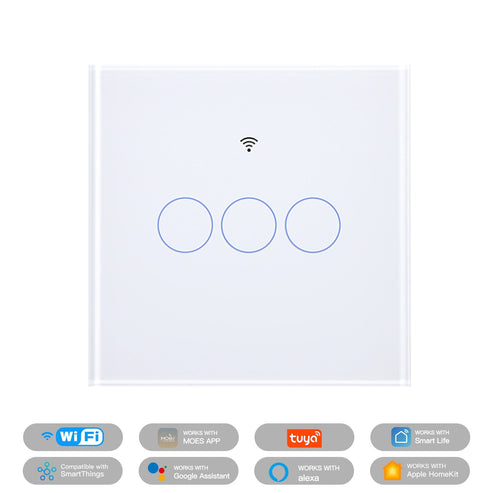 Matter Smart Light Switch EU - WiFi Enabled, Glass Panel Touch, Works with Alexa/Google/HomeKit (Matter Compatible), Neutral Wire Required, CE Certified, White