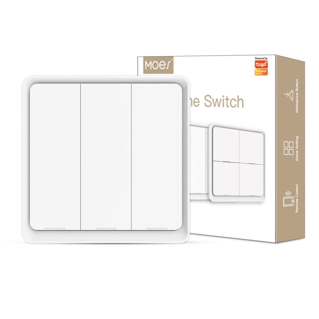 ZigBee Light Switch, Battery-Powered Wireless Smart Switch, Multi-Control Push Button for Smart Home, Scene Switches, Compatible with Alexa, Google Home, Hub Required (No Wiring Needed)