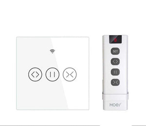 MOES ZigBee Curtain Switch Smart Touch – RF433 Roller Blinds & Shutter Switch, Works with Alexa/Google Home, SmartThings, Hub Required, Timer & Remote Control, Neutral Wire Required, EU Version
