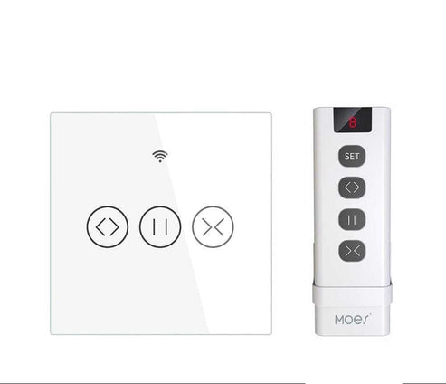 MOES ZigBee Curtain Switch Smart Touch – RF433 Roller Blinds & Shutter Switch, Works with Alexa/Google Home, SmartThings, Hub Required, Timer & Remote Control, Neutral Wire Required, EU Version