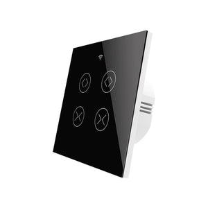 Smart WiFi RF433 2 Gang Curtain Switch - Double Blind Control, Single Pole, Neutral Wire Required, Works with Alexa/Google Home, Touch Panel, Remote & Voice Control, CE Certified (EU Version)