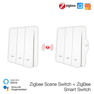 Smart ZigBee Scene Push Button Switch - Single Pole, Neutral Wire Optional, No Capacitor Needed, Works with Alexa/Google Home, Hub Required for Smart Lighting Control