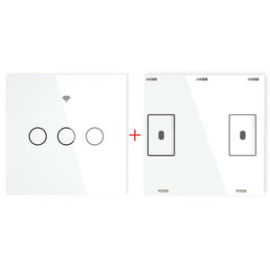 RF433 Smart Wireless Wall Switch - Glass Panel Touch Transmitter, Multi-Control Remote, EU Standard, No Wiring Needed, Compatible with Lights/Fans/Appliances (433MHz Frequency)