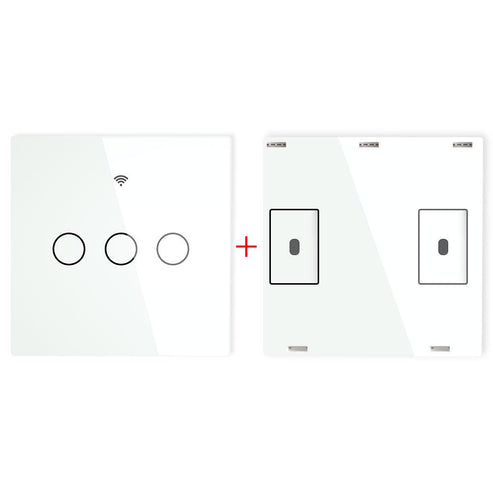 RF433 Smart Wireless Wall Switch - Glass Panel Touch Transmitter, Multi-Control Remote, EU Standard, No Wiring Needed, Compatible with Lights/Fans/Appliances (433MHz Frequency)