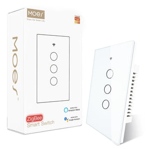 ZigBee Smart Light Switch - Touch Glass Panel, Neutral Wire Required, Works with Alexa/Google/SmartThings, 3-Way Compatible, US Standard, Hub Required