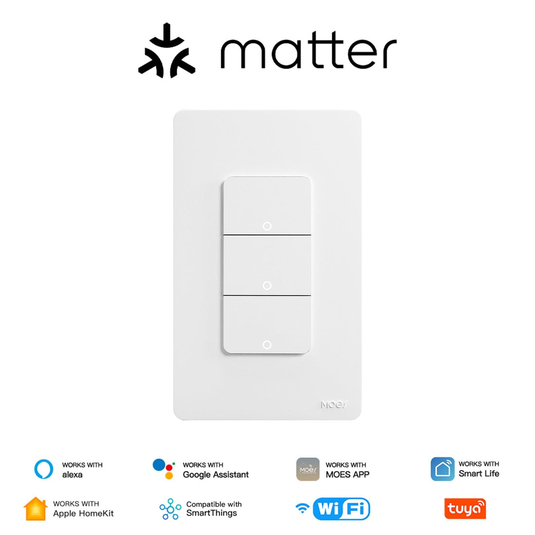 Matter Smart Light Switch US - WiFi Button Switch, Neutral Wire Required, Works with Alexa/Google/HomeKit (Matter Enabled), App & Voice Control, UL Certified