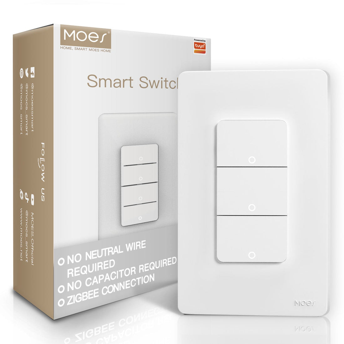 ZigBee Smart Light Switch - 1/2/3/4 Gang Multi-Switch, Works with Alexa/Google Home, App & Voice Control, Neutral Wire Required, Hub Required