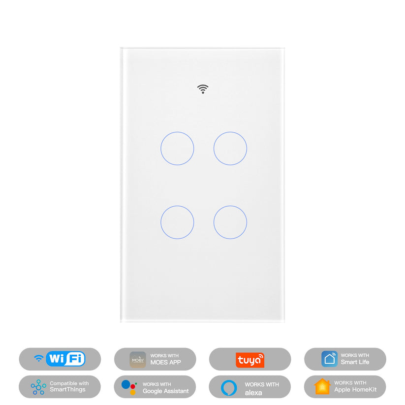 WiFi Smart Light Switch – Glass Panel Touch, Neutral Wire Required, US Standard, Works with Alexa/Google Home