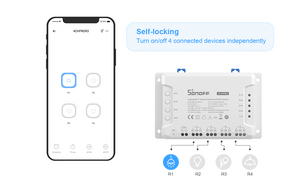 SONOFF 4CH R3 230V WiFi Smart Switch - 4 Gang 2200W, Inching/Self-Locking/Interlock Modes, Works with Alexa & Google Home, eWeLink App Control, 10A Relay for Smart Home DIY