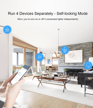 SONOFF 4CH R3 230V WiFi Smart Switch - 4 Gang 2200W, Inching/Self-Locking/Interlock Modes, Works with Alexa & Google Home, eWeLink App Control, 10A Relay for Smart Home DIY
