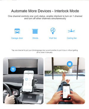 SONOFF 4CH R3 230V WiFi Smart Switch - 4 Gang 2200W, Inching/Self-Locking/Interlock Modes, Works with Alexa & Google Home, eWeLink App Control, 10A Relay for Smart Home DIY