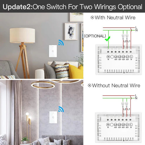 ZigBee Smart Light Switch, Touch Panel Wall Switch, Neutral Wire Optional, No Capacitor Needed, Compatible with Alexa & Google Home, Multi-Control & Remote Access, FCC Certified, for US Household