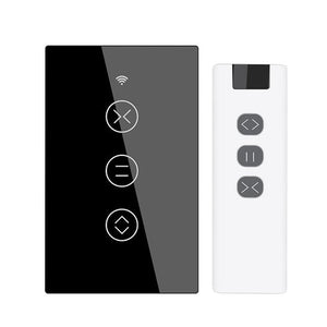 WiFi & RF433 Smart Curtain Switch - Touch Control for Blinds/Roller Shutters, Single Pole, Neutral Wire Required, Works with Alexa & Google Home, Smart Life/Tuya App (US Standard)