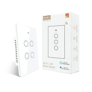 WiFi & RF433 Smart Light Switch - Touch Panel Wall Switch, Single Pole No Neutral Wire Needed, 95-130V US Standard, Works with Alexa/Google Home, Remote Control