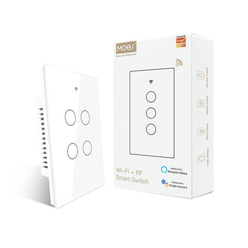 WiFi & RF433 Smart Light Switch - Touch Panel Wall Switch, Single Pole No Neutral Wire Needed, 95-130V US Standard, Works with Alexa/Google Home, Remote Control