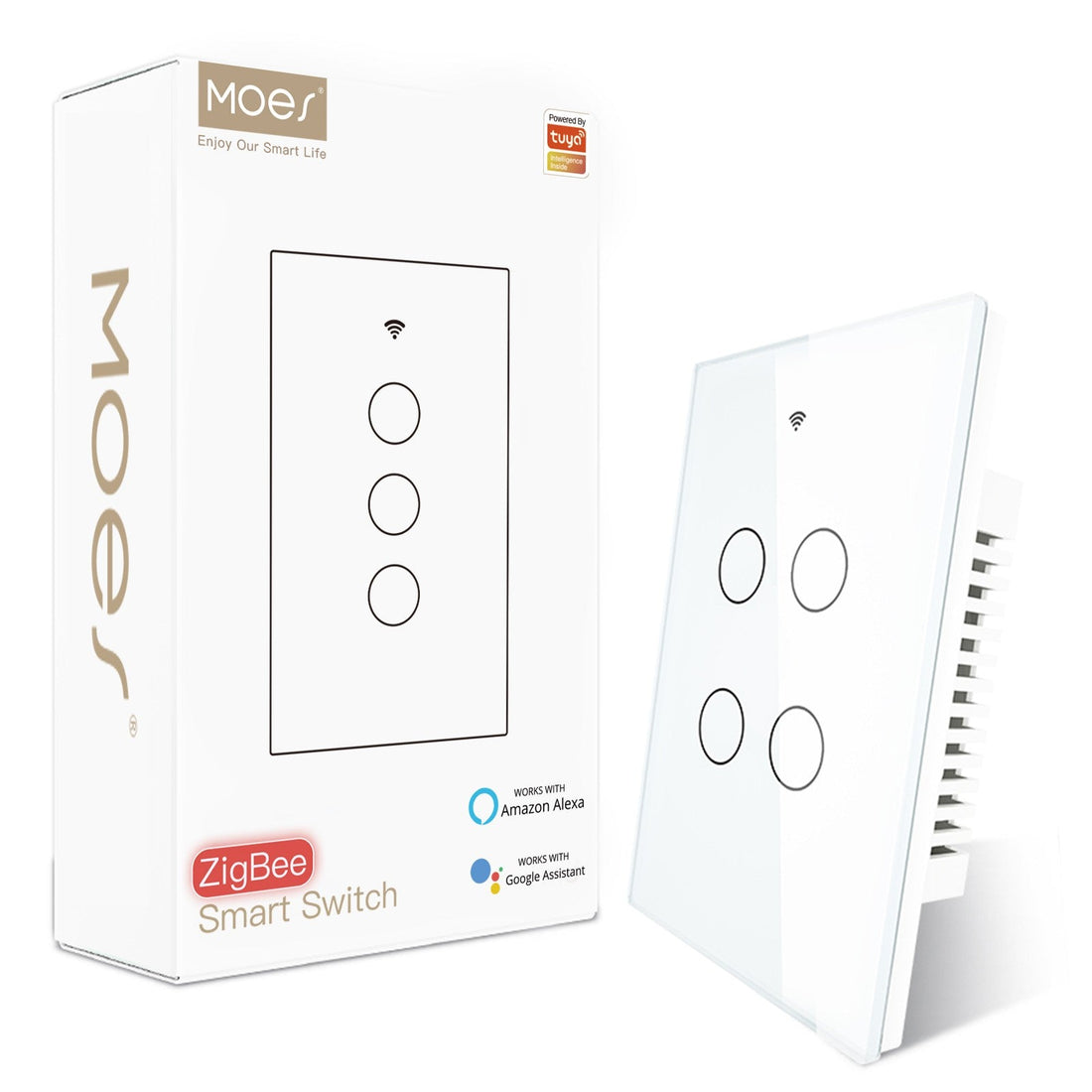 ZigBee Smart Light Switch - Touch Glass Panel, Neutral Wire Required, Works with Alexa/Google/SmartThings, 3-Way Compatible, US Standard, Hub Required
