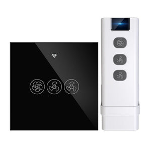 WiFi & RF433 Smart Ceiling Fan Switch - Single Pole EU Version, Touch Control, Neutral Wire Required, Works with Alexa/Google Home, No Hub Needed for Remote Control