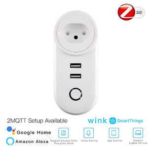 ZigBee 3.0 Smart Plug with Dual USB Ports | Wireless Socket with 2MQTT Setup | Works with Alexa/Google Home/SmartThings | Hub Required | Energy Monitoring | 15A/3680W | White