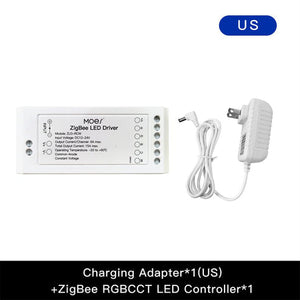 MOES ZigBee RGB Strip Light 16.4ft, Multicolor LED Strip with CCT (Tunable White) & 16 Million Colors, Smart LED Controller, Brightness Adjustable, Works with Alexa, Google Home, SmartThings, Home Assistant