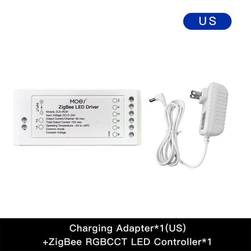 MOES ZigBee RGB Strip Light 16.4ft, Multicolor LED Strip with CCT (Tunable White) & 16 Million Colors, Smart LED Controller, Brightness Adjustable, Works with Alexa, Google Home, SmartThings, Home Assistant