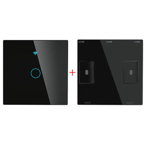 RF433 Smart Wireless Wall Switch - Glass Panel Touch Transmitter, Multi-Control Remote, EU Standard, No Wiring Needed, Compatible with Lights/Fans/Appliances (433MHz Frequency)